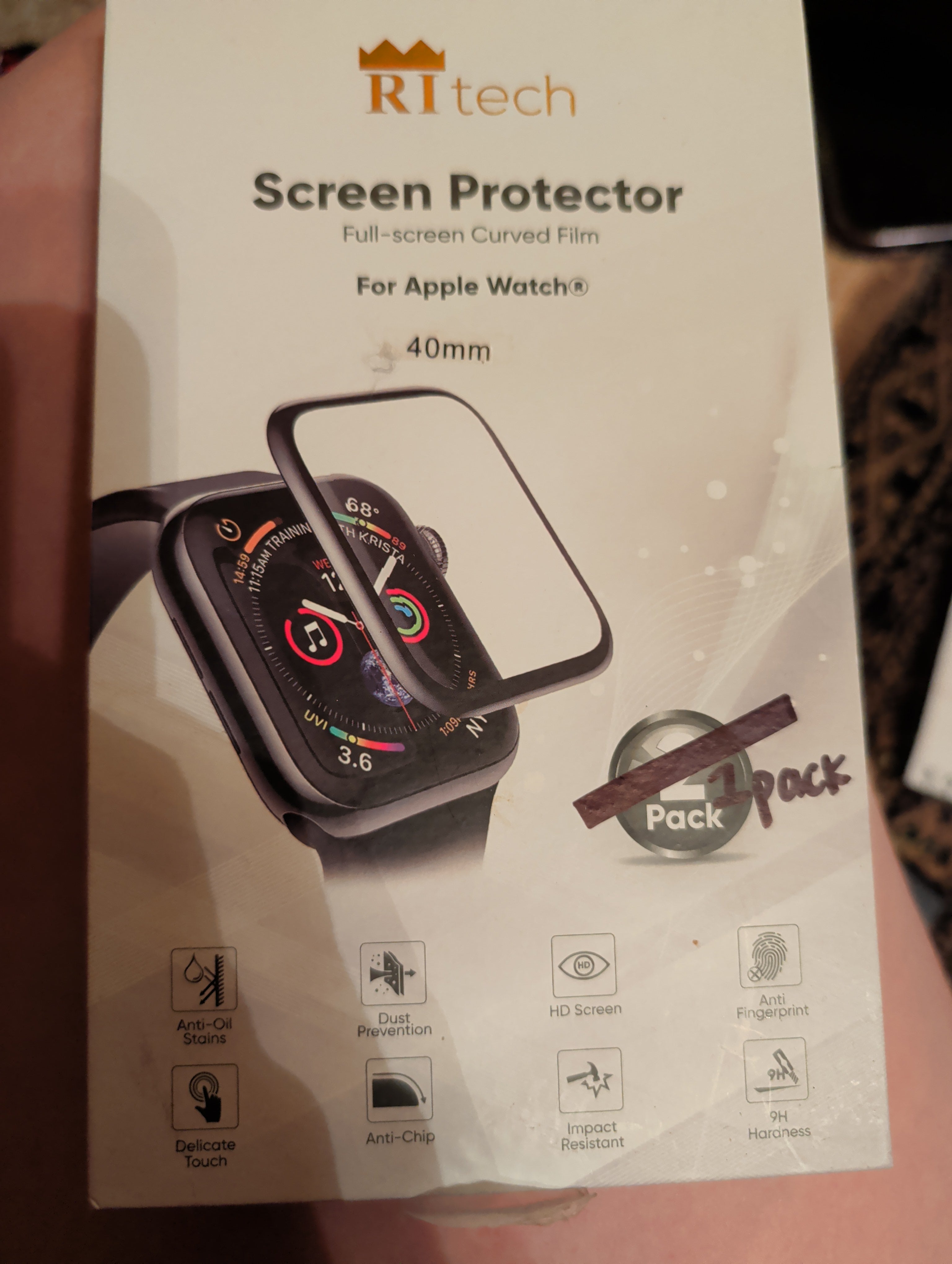 RItech Apple Watch 40mm Screen Protector - 2-Pack Full-Screen Curved Film.NEW!