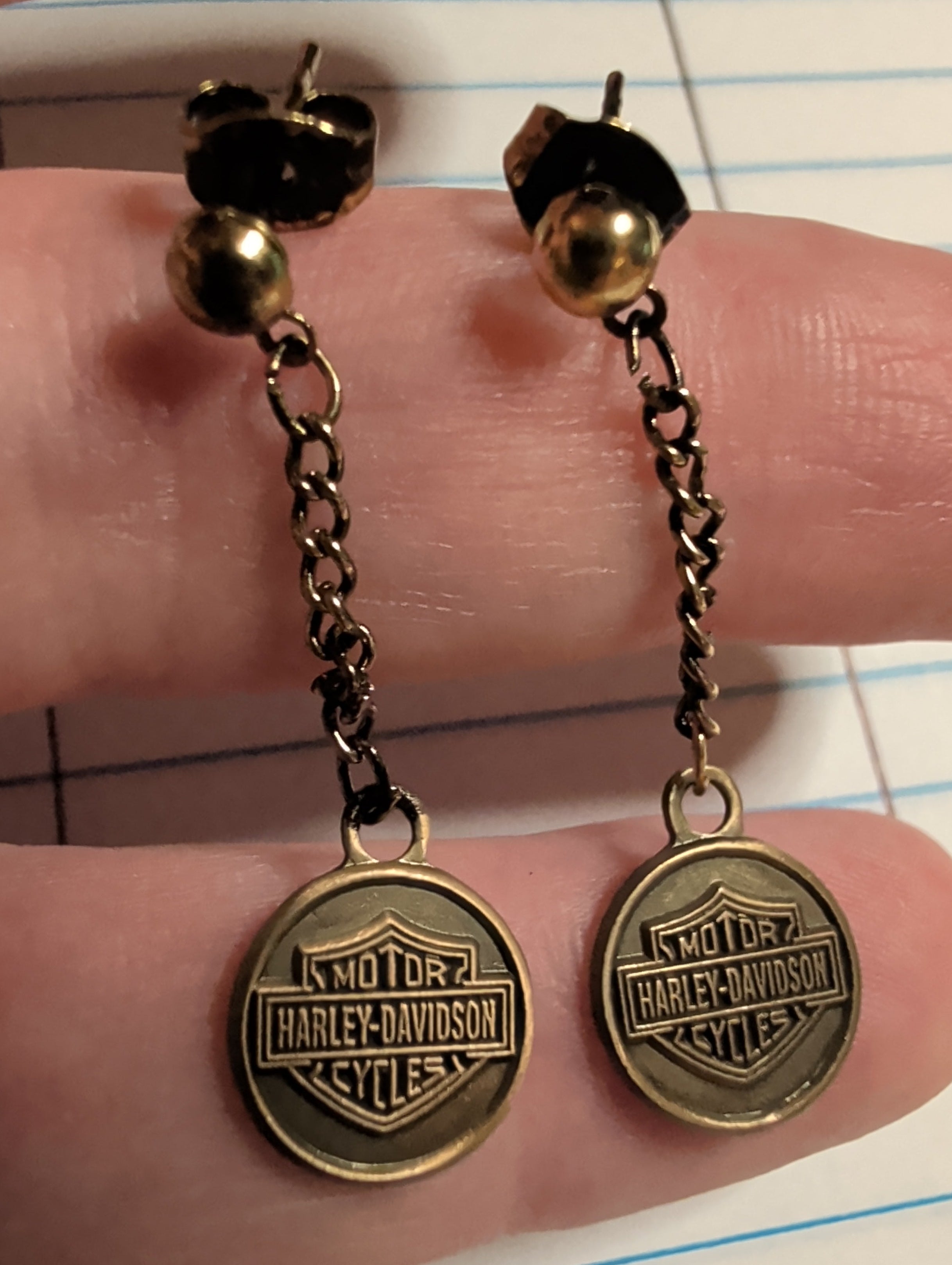 Vintage Harley-Davidson Biker Dangle Chain Earrings – 🏍️
