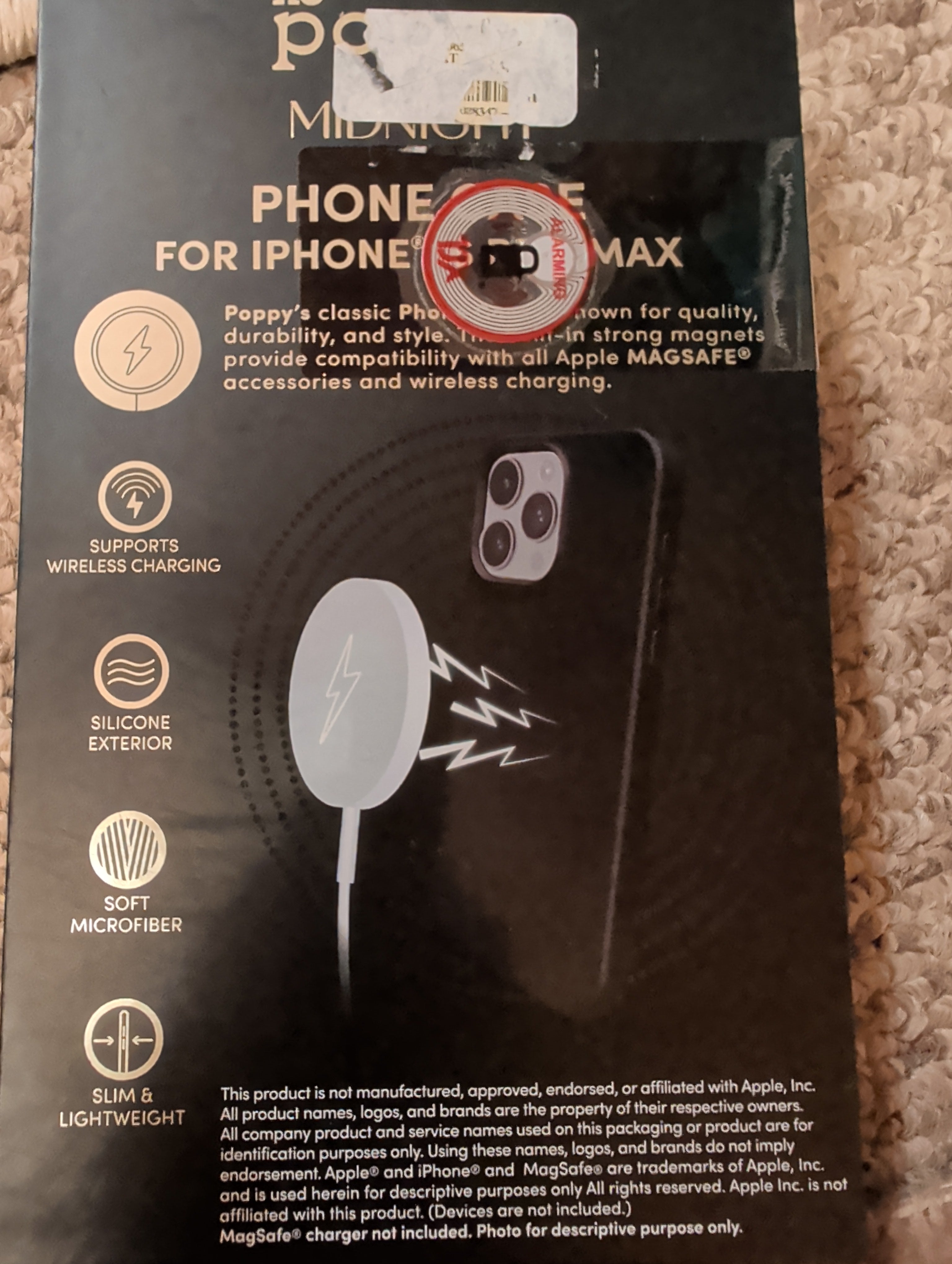 XO Poppy iPhone 16 Pro Max Case - Midnight Black Silicone (MagSafe).New!