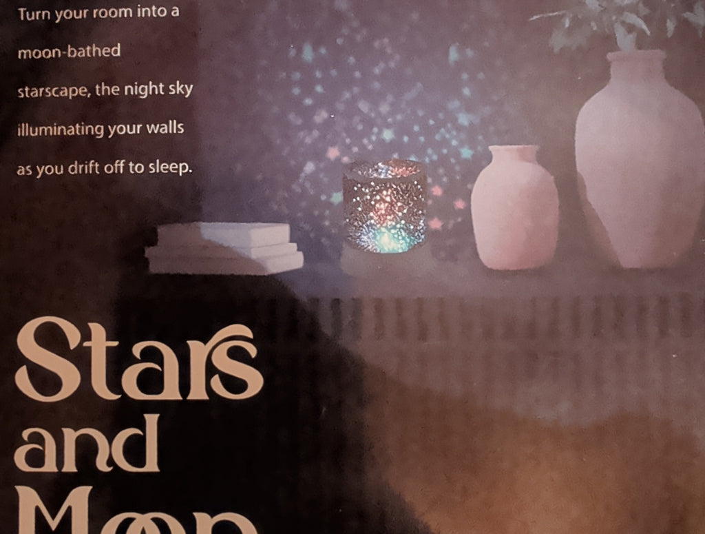 New! Brilliant Innovations Stars and Moon Projector Light - Dual Mode Night Light