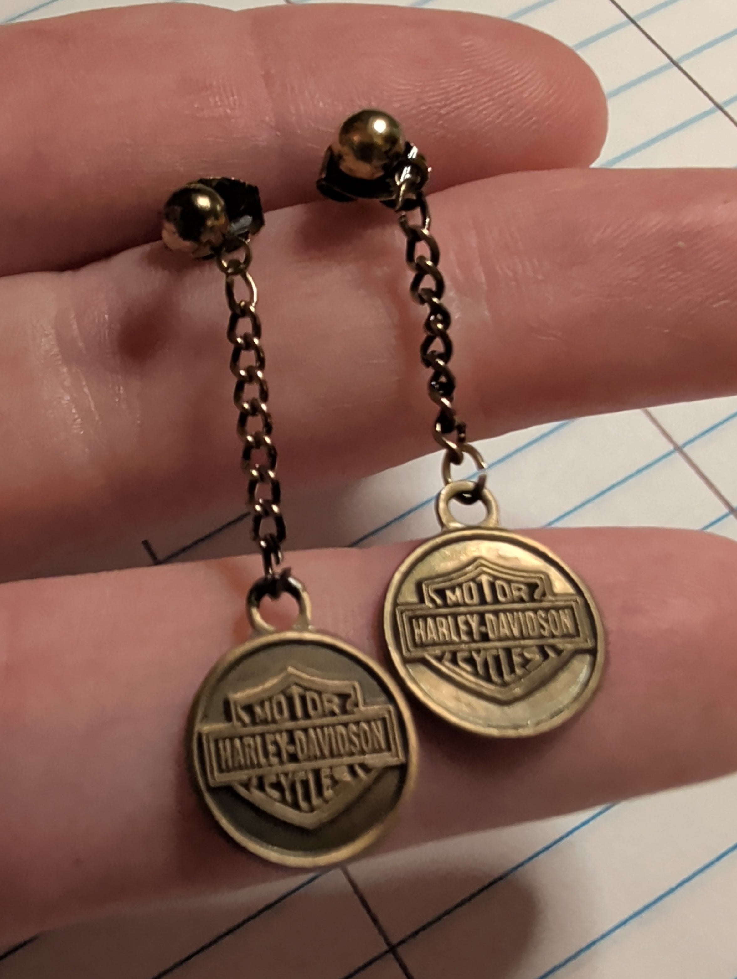 Vintage Harley-Davidson Biker Dangle Chain Earrings – 🏍️
