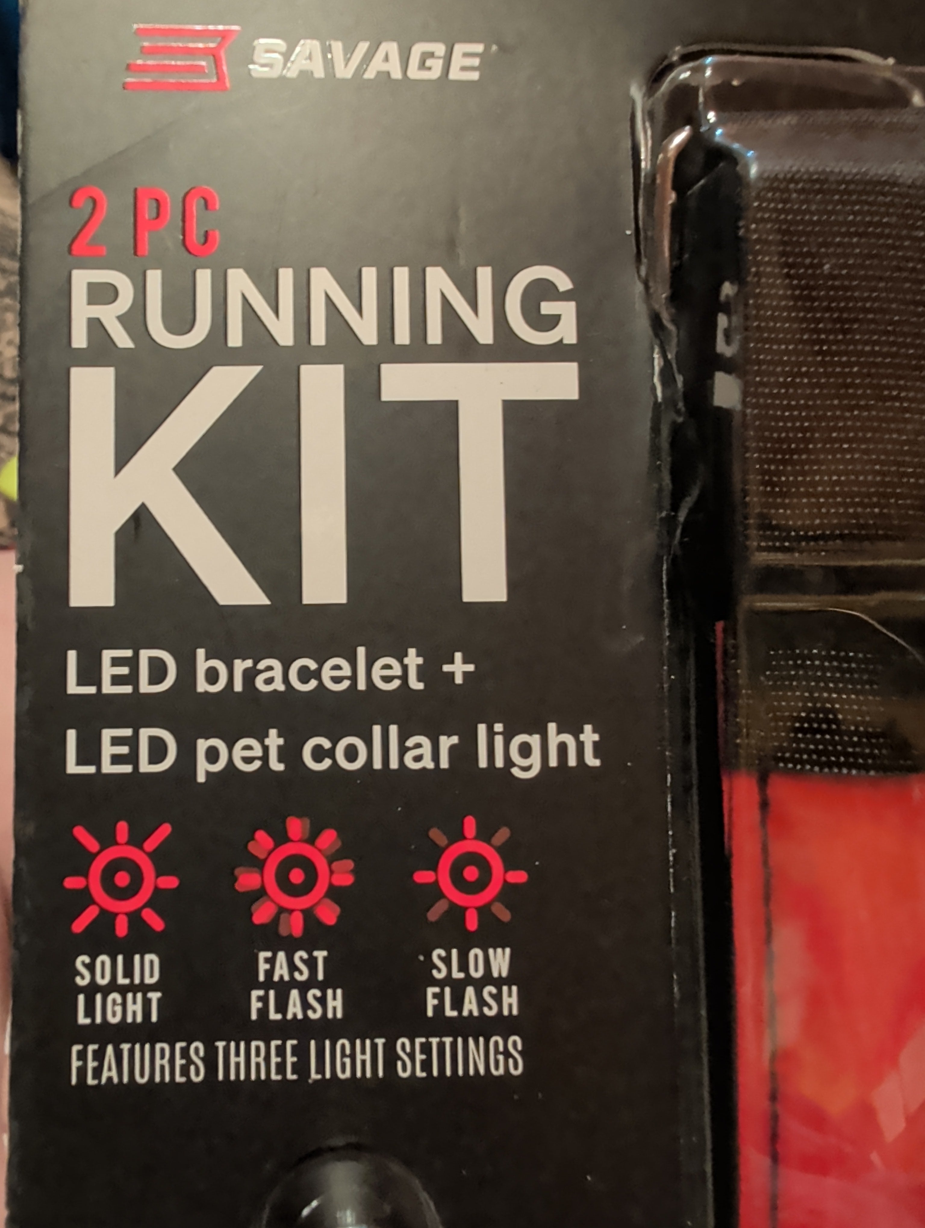 Savage 2-Piece LED Running Kit - Weatherproof LED Bracelet & Pet Collar Light Set.New!