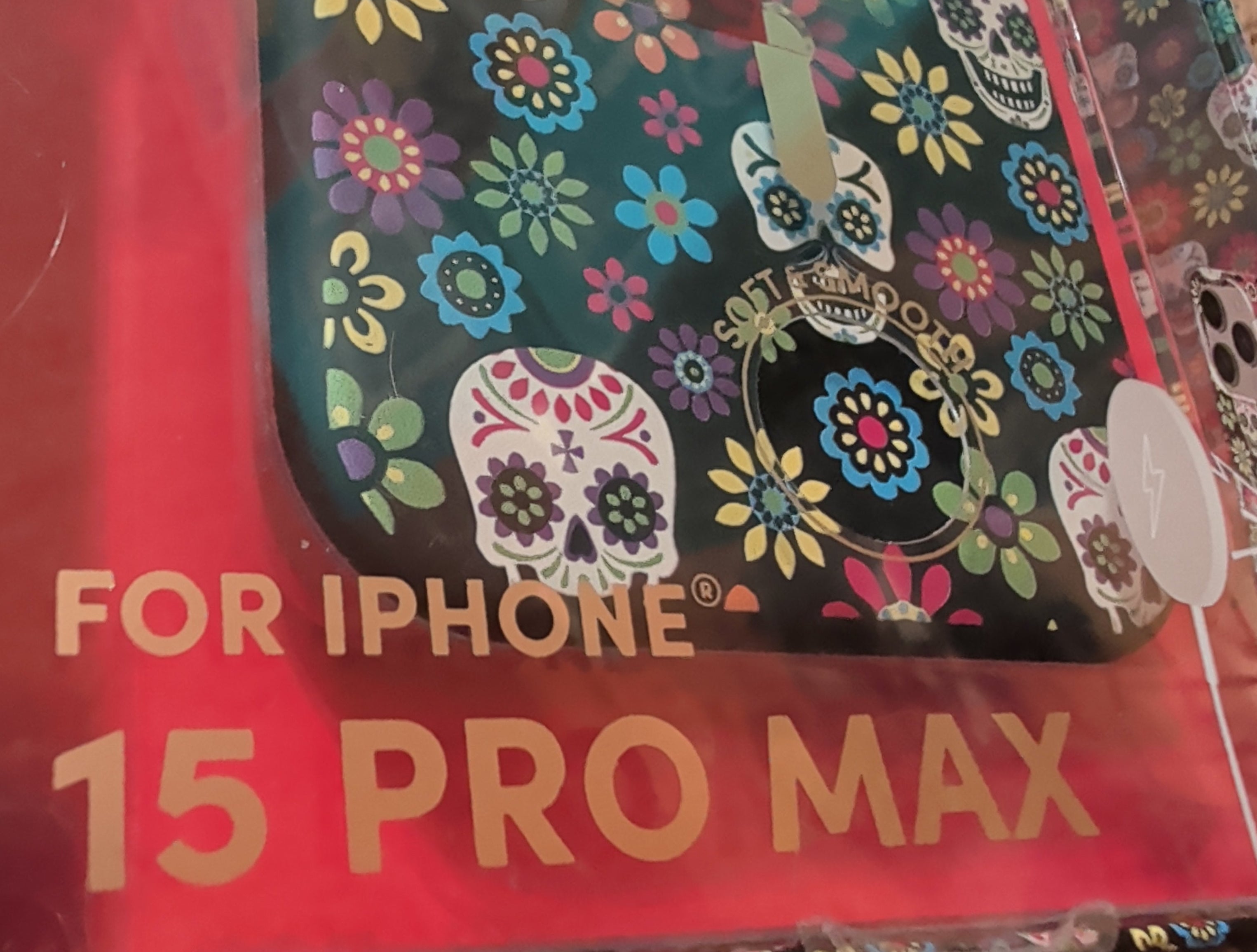 XO Poppy iPhone 15 Pro Max Case - Sugar Skull Dia de los Muertos Print (MagSafe & Wireless Charging). New!